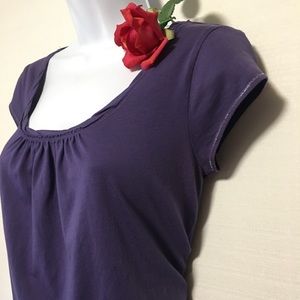Calvin Klein Jeans Y2K scoop twist neck short sleeve purple top Med silv…